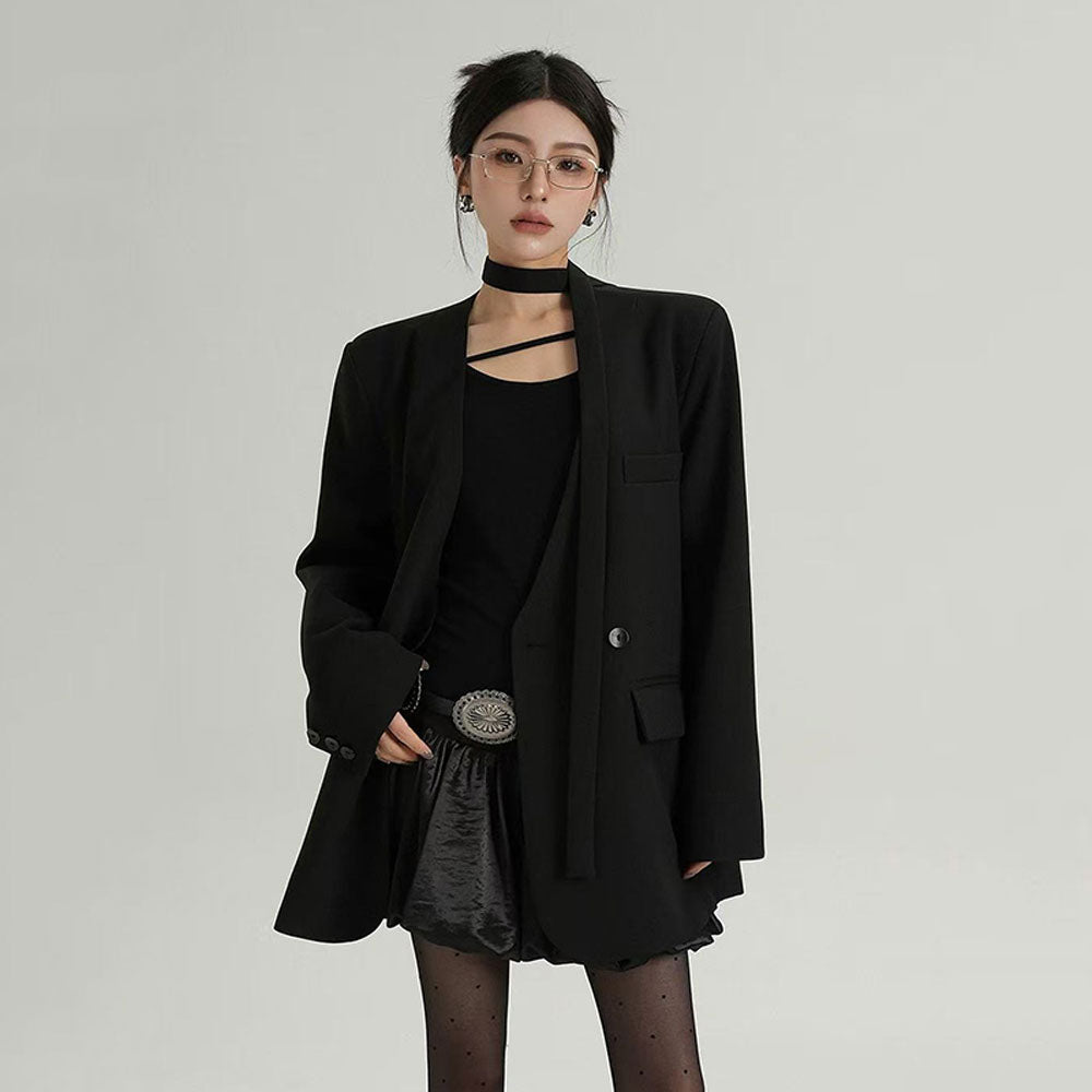 Women's V Neck Single Breasted Blazer