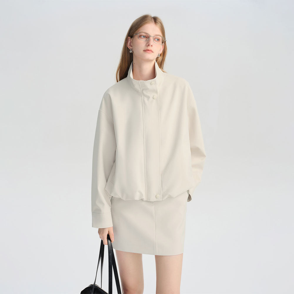 Women's Cropped Stand Collar Jacket