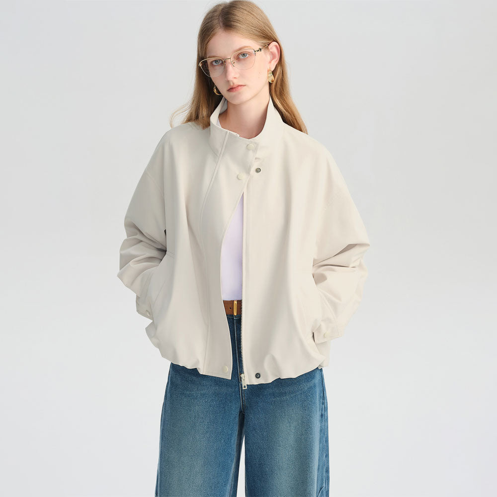 Women's Cropped Stand Collar Jacket