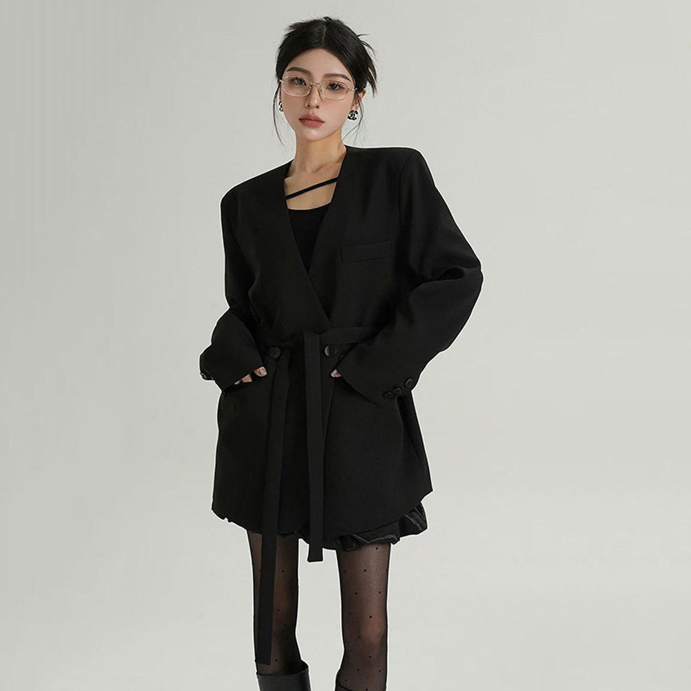 Women's V Neck Single Breasted Blazer