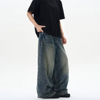 Men's Wide-Leg Patchwork Denim Jeans