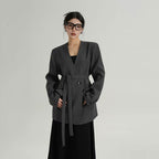 Women's V Neck Single Breasted Blazer