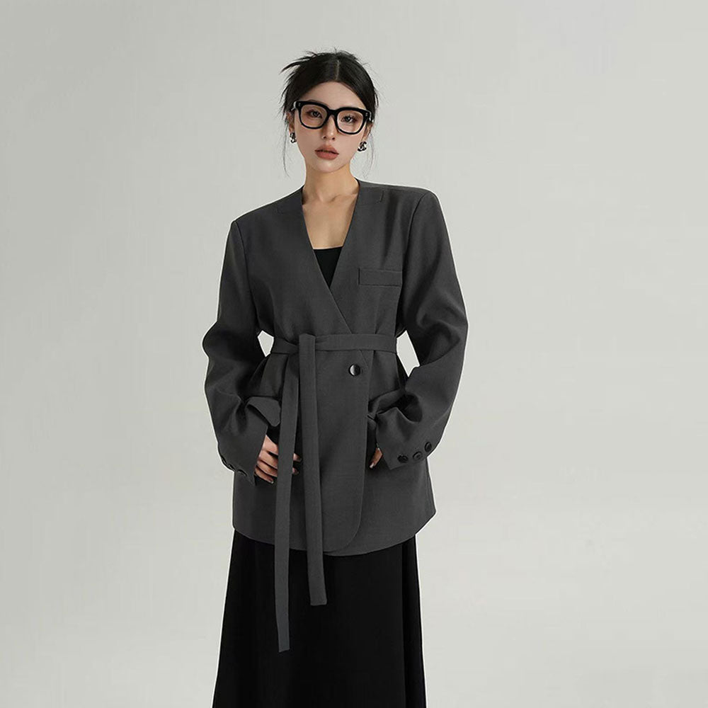 Women's V Neck Single Breasted Blazer