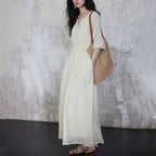 Women's Embroidered Tencel Maxi Dress