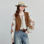 Embroidered Lantern Sleeve Blouse