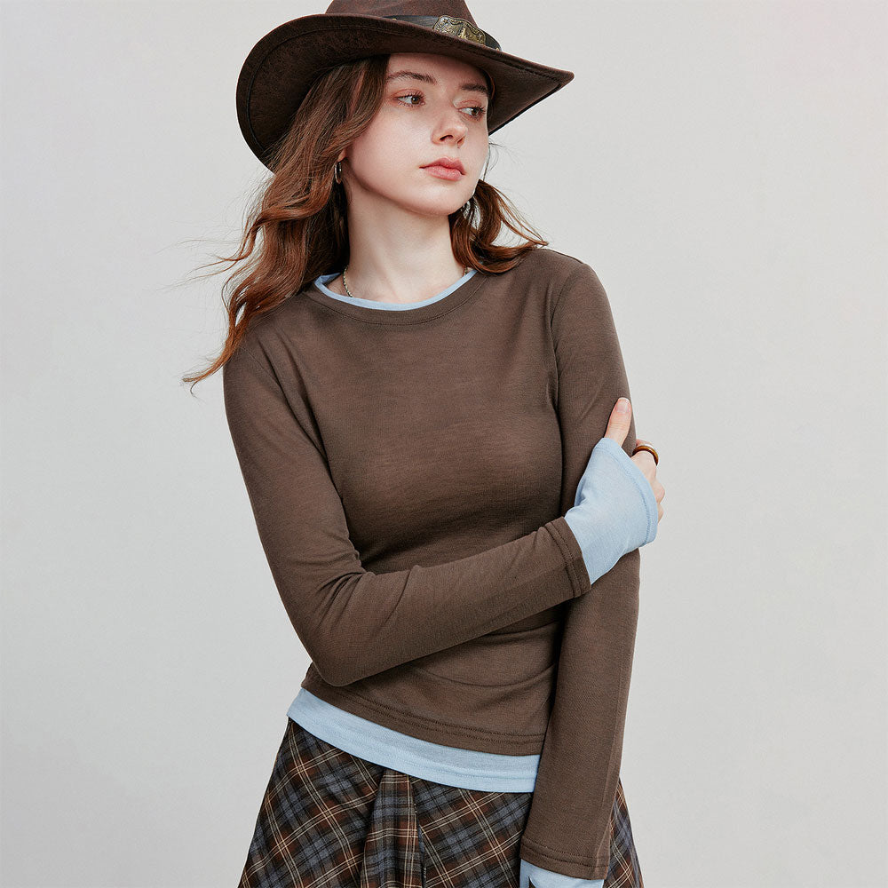 Women's Pleated Long Sleeve T-shirt